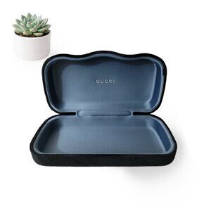 Gucci Black Hard Shell Eyeglasses Case with Blue Interior